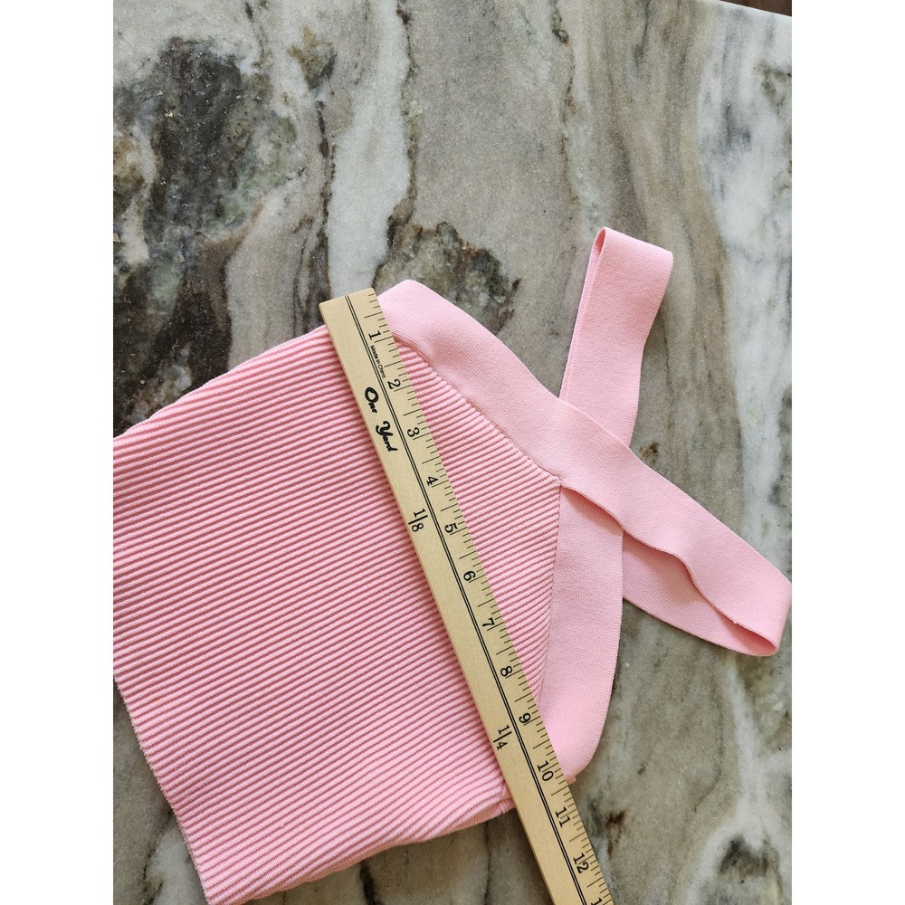 Aritzia Babaton Sculpt Knit Cross Front Halter Top Pink Ribbed Sleeveless XS - Picture 6 of 7